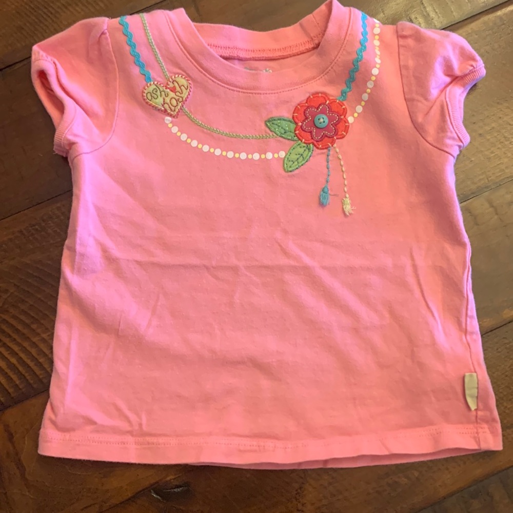 Pink shirt with embroidered detail Sz 24 mos